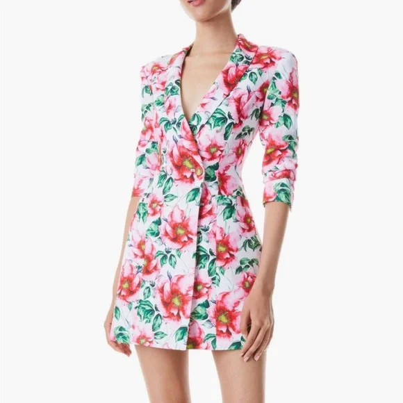 strapless open back dress Rhea Floral Blazer Dress